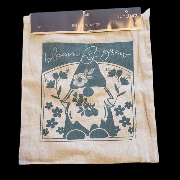 𝅺cotton linen gnome tote bag bloom and grow - Picture 1 of 3